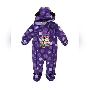 Disney Minnie Mouse Baby 3-6Month Winter Suit Bunting Snowsuit Fleece Purple